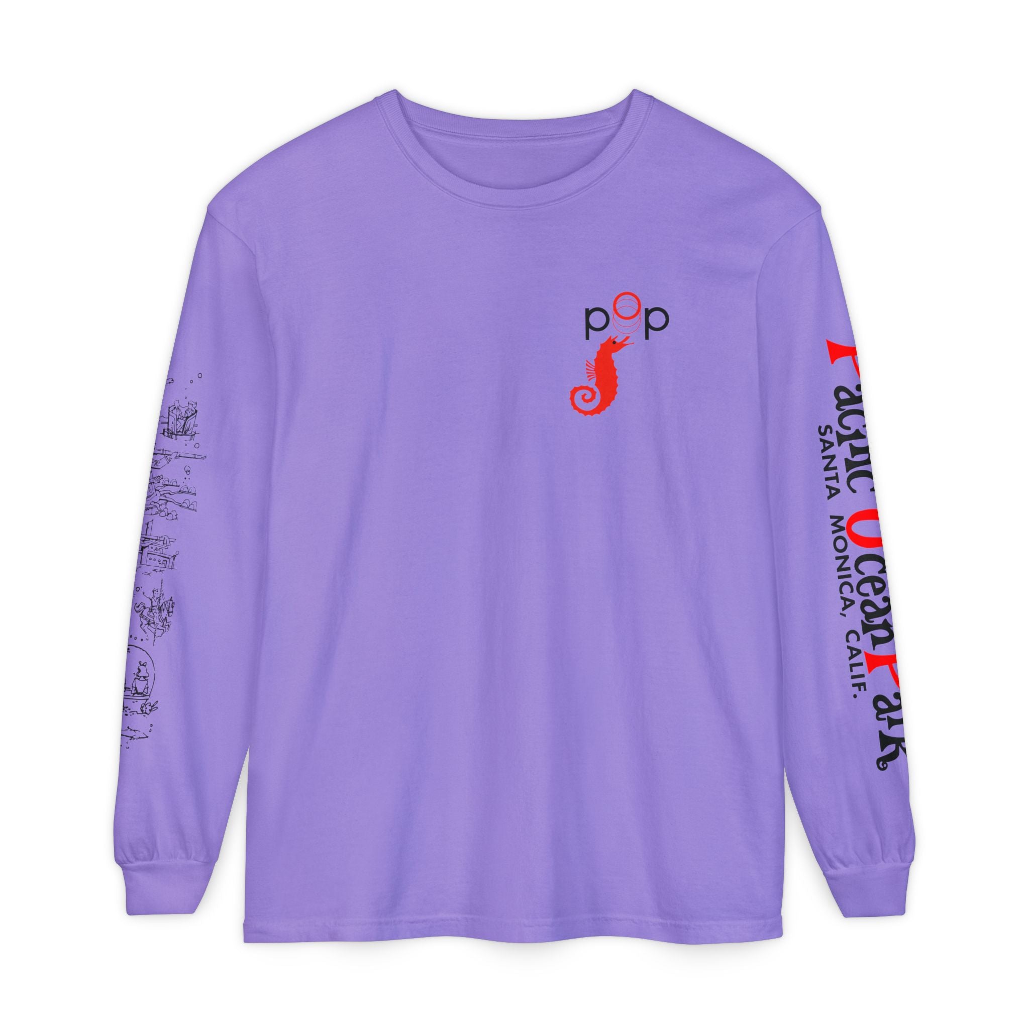 Pacific Ocean Park Vintage Santa Monica Theme Park Unisex Garment-dyed Long Sleeve T-Shirt