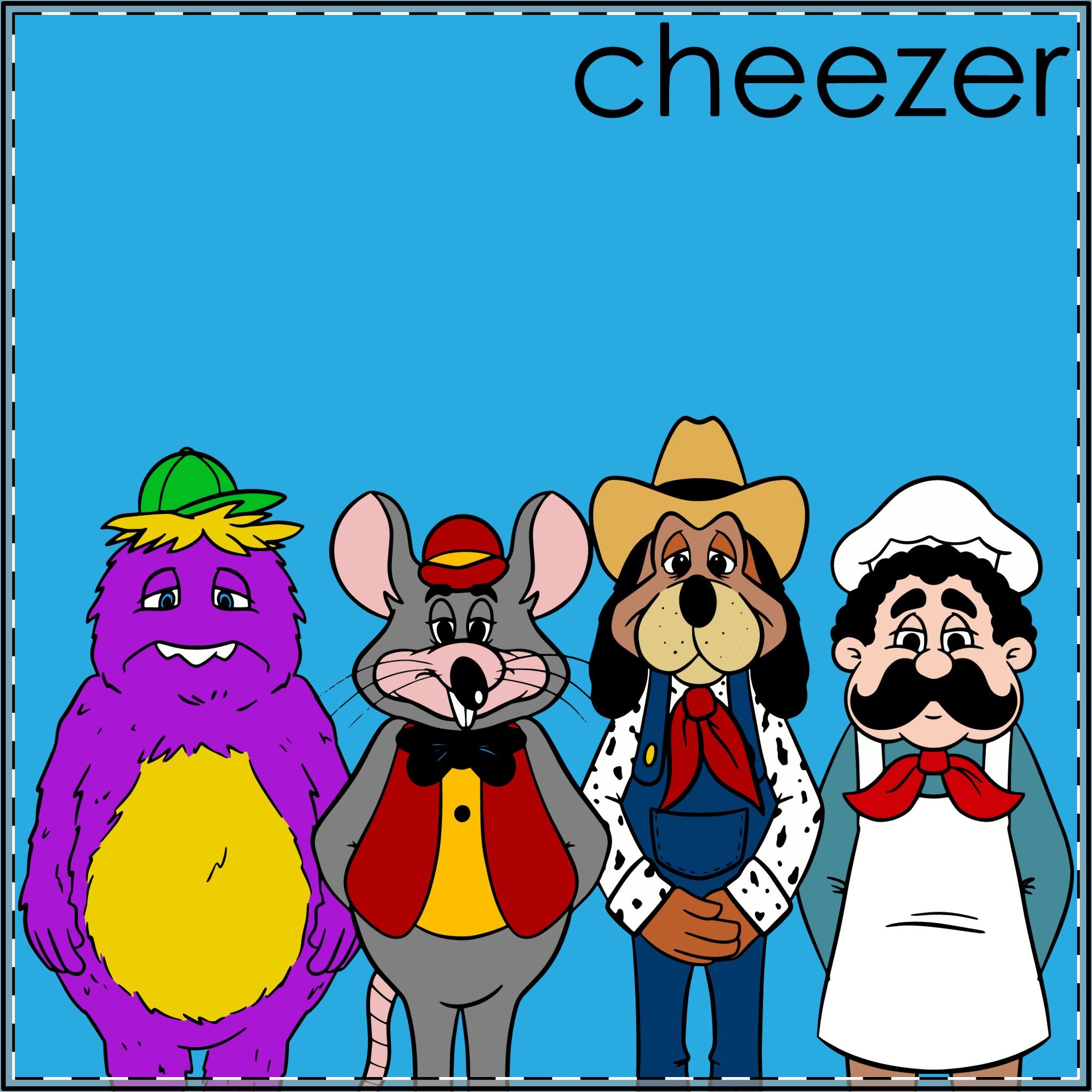 Cheezer Chuck E Cheese Weezer Art Print Satin Posters