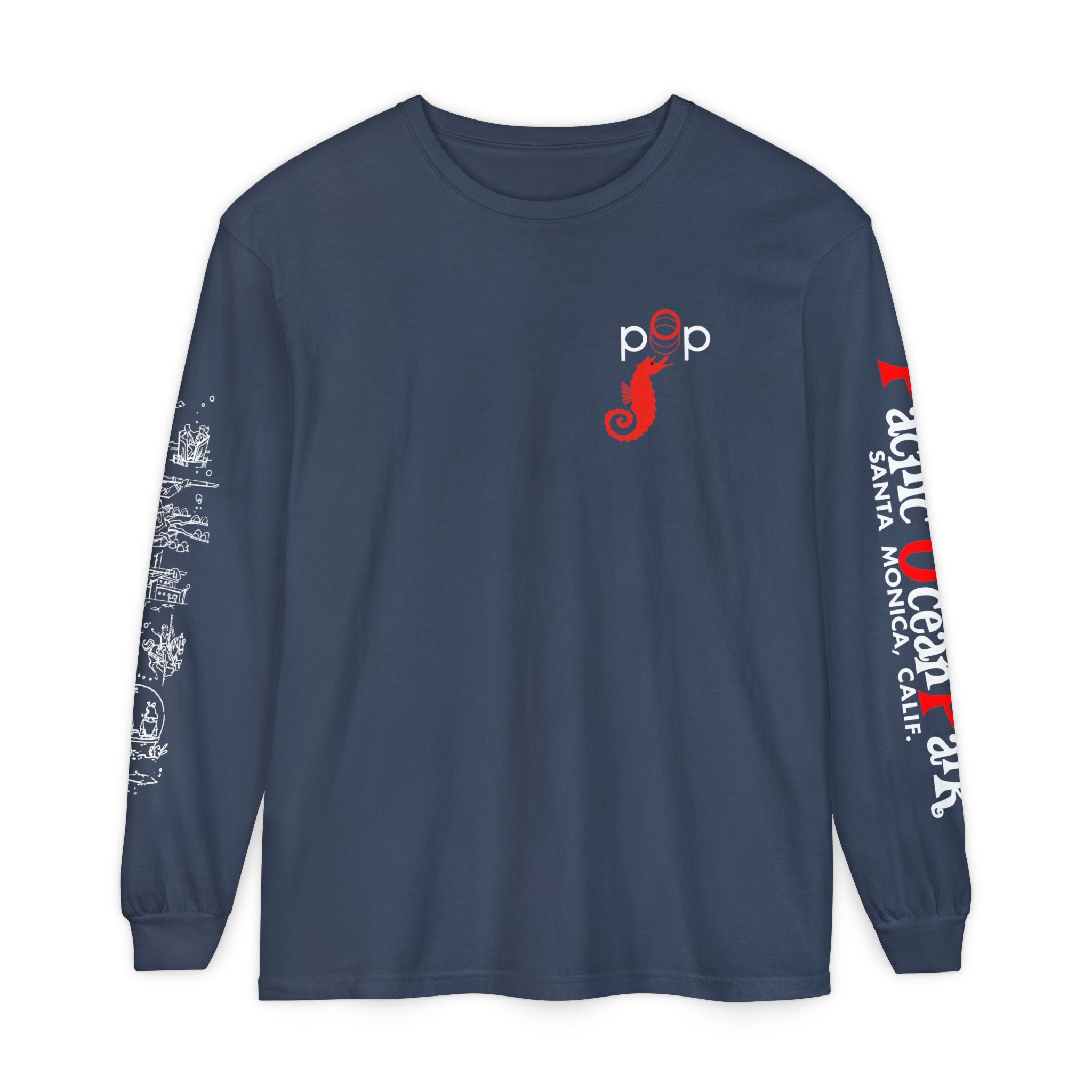 Pacific Ocean Park Vintage Santa Monica Theme Park Unisex Garment-dyed Long Sleeve T-Shirt