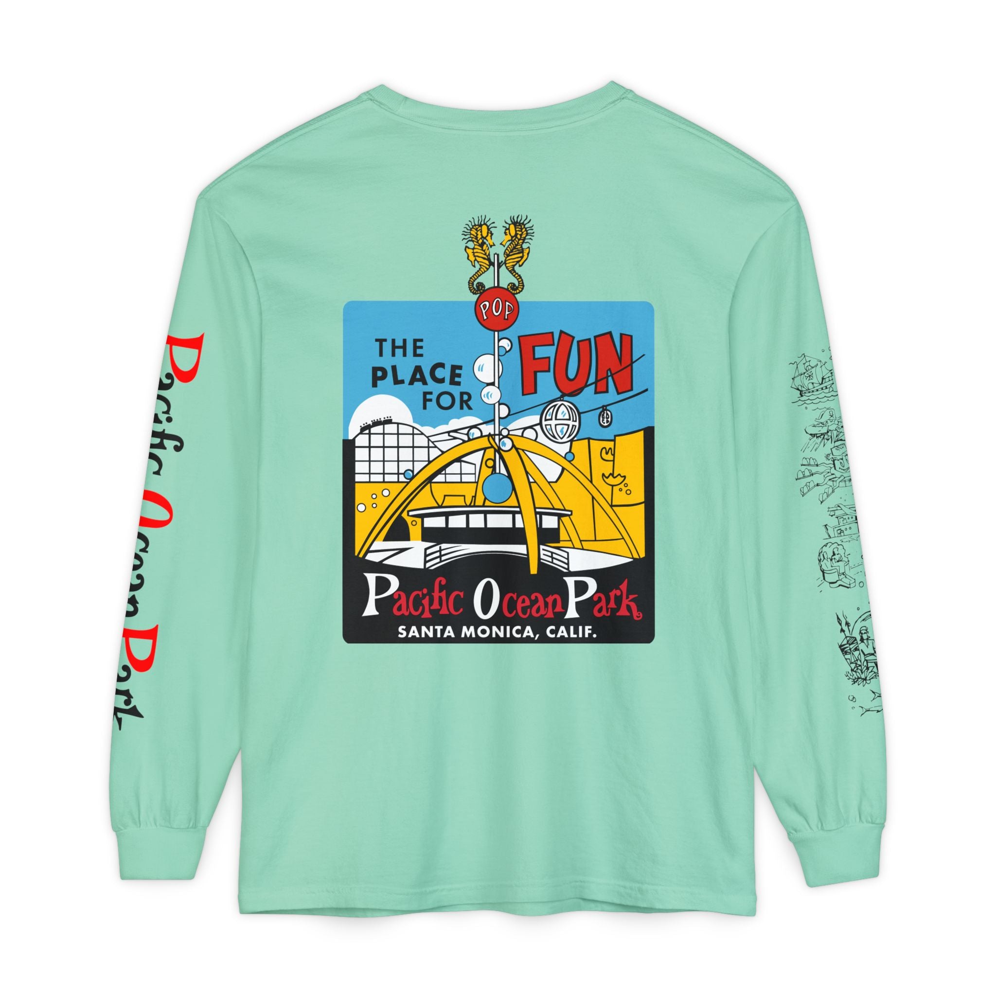 Pacific Ocean Park Vintage Santa Monica Theme Park Unisex Garment-dyed Long Sleeve T-Shirt