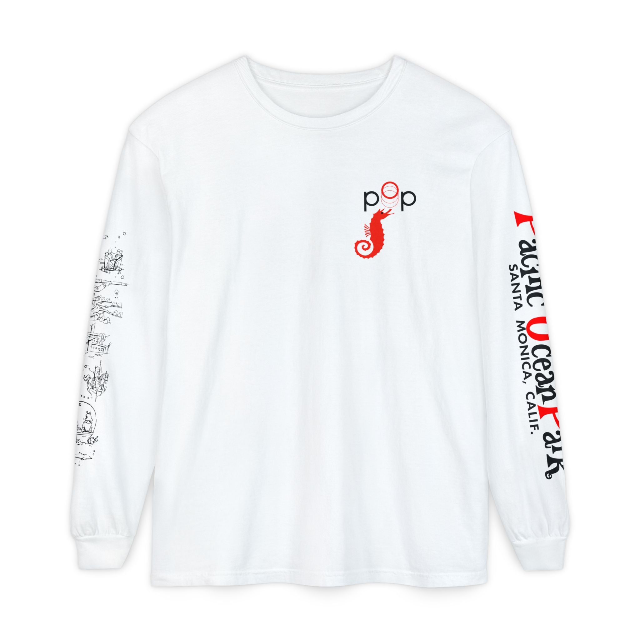 Pacific Ocean Park Vintage Santa Monica Theme Park Unisex Garment-dyed Long Sleeve T-Shirt
