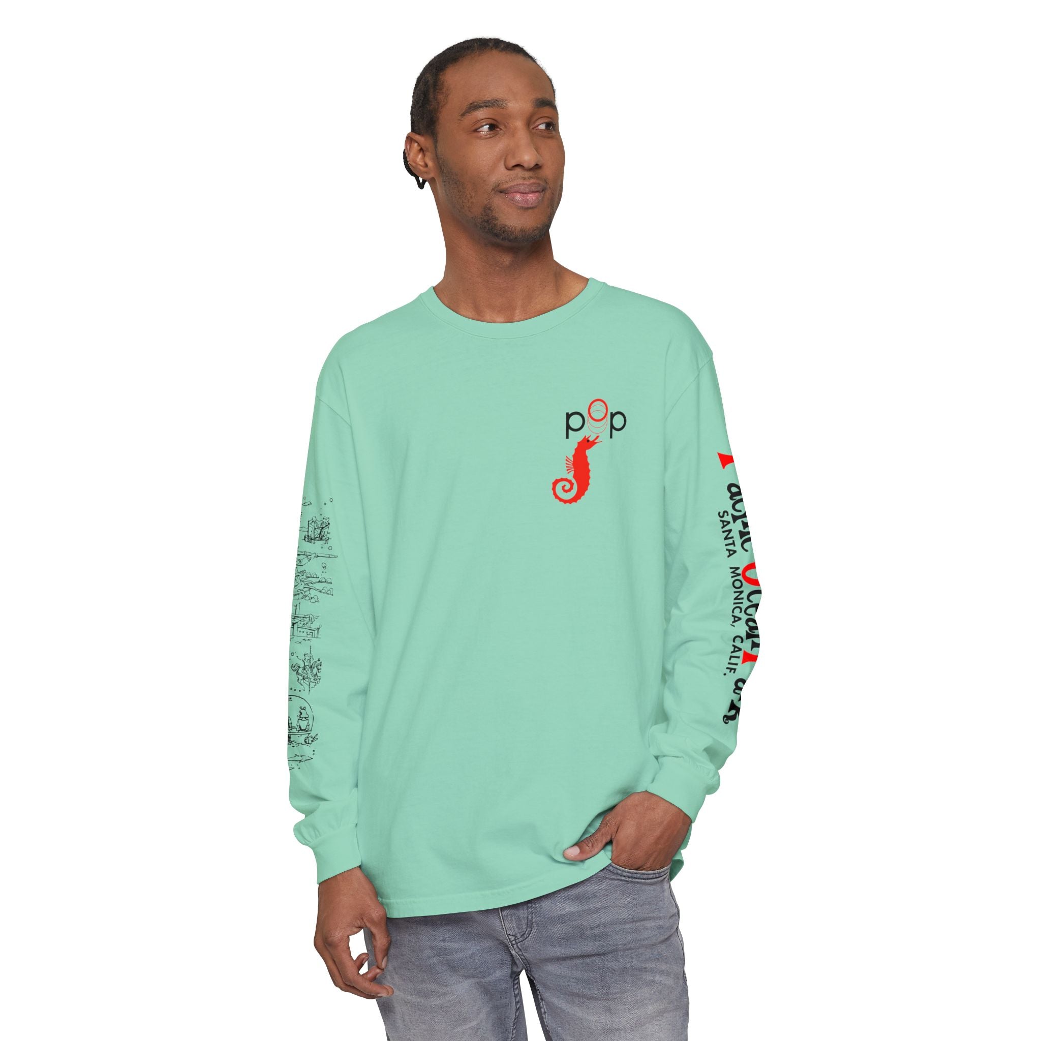 Pacific Ocean Park Vintage Santa Monica Theme Park Unisex Garment-dyed Long Sleeve T-Shirt