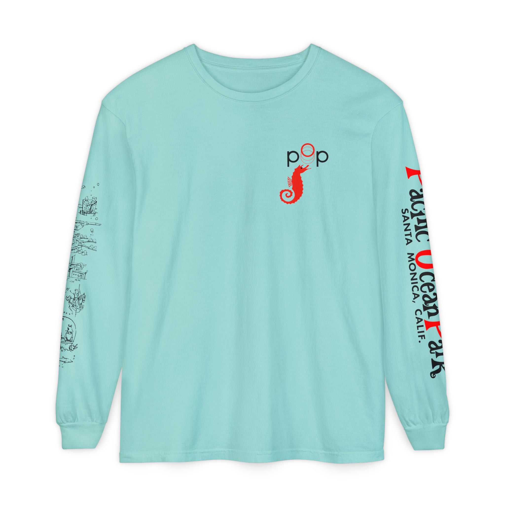 Pacific Ocean Park Vintage Santa Monica Theme Park Unisex Garment-dyed Long Sleeve T-Shirt