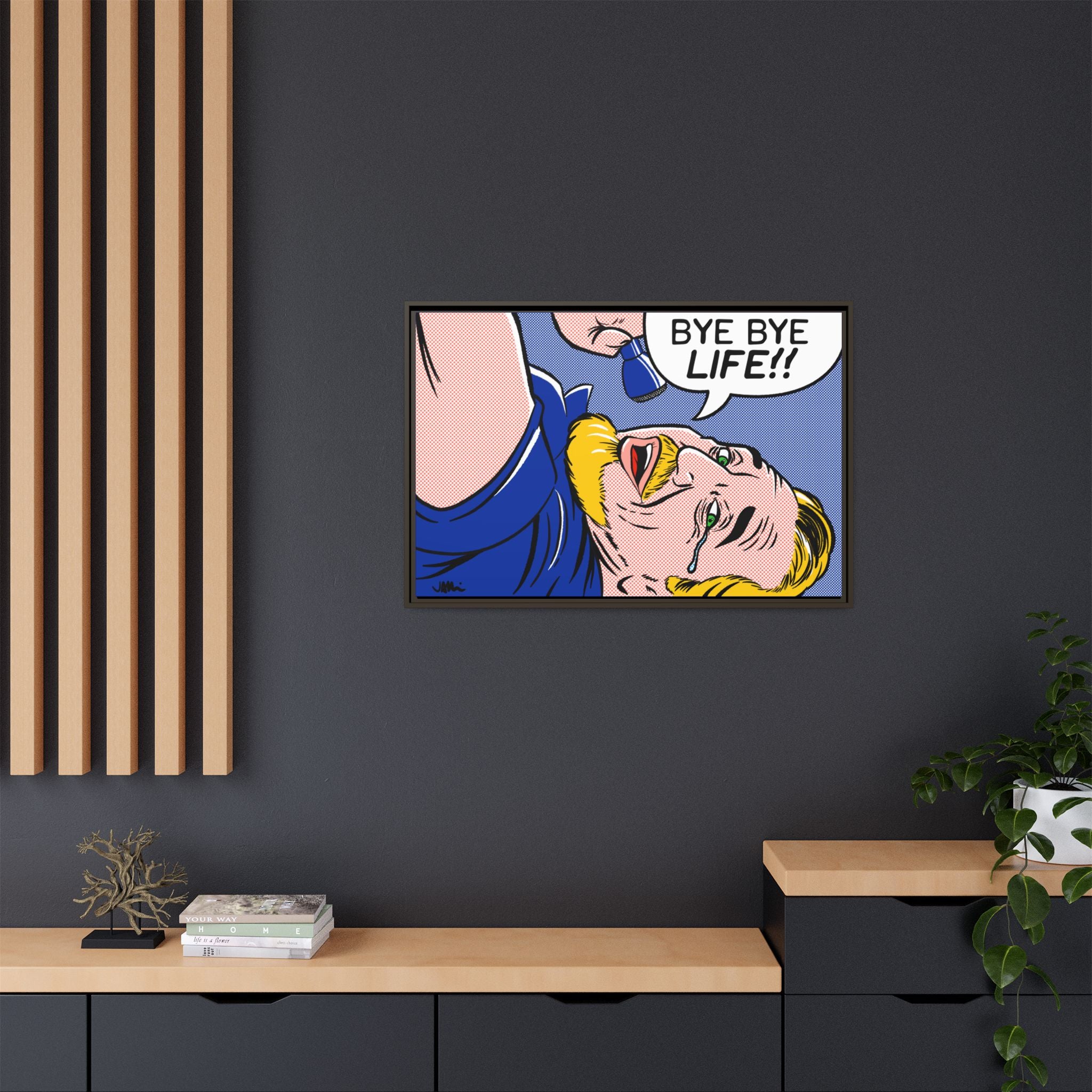 All That Jazz "Bye Bye Life" Art Print on Matte Canvas, Framed (Multi-color)