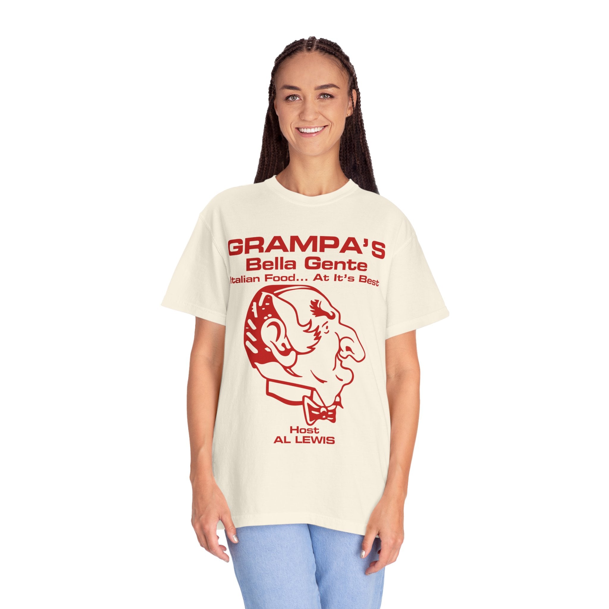Grampa Al Lewis' "Grampa's Belle Gente Italian Restaurant" Munsters Unisex Garment-Dyed T-shirt