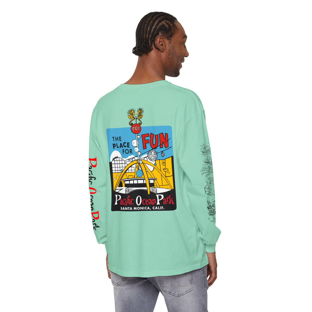 Pacific Ocean Park Vintage Santa Monica Theme Park Unisex Garment-dyed Long Sleeve T-Shirt