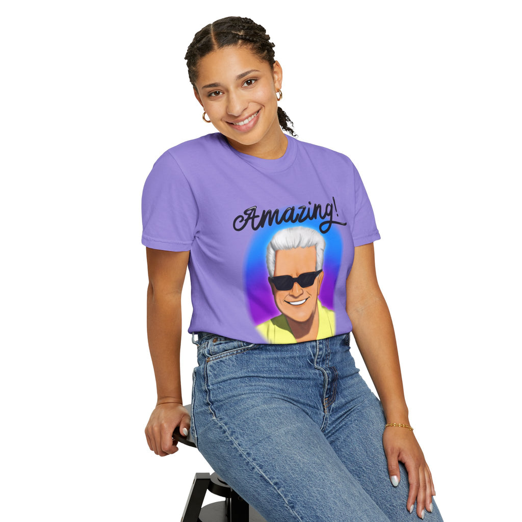 Huell Howser AMAZING! Retro Airbrush Style Unisex Garment-Dyed T-shirt