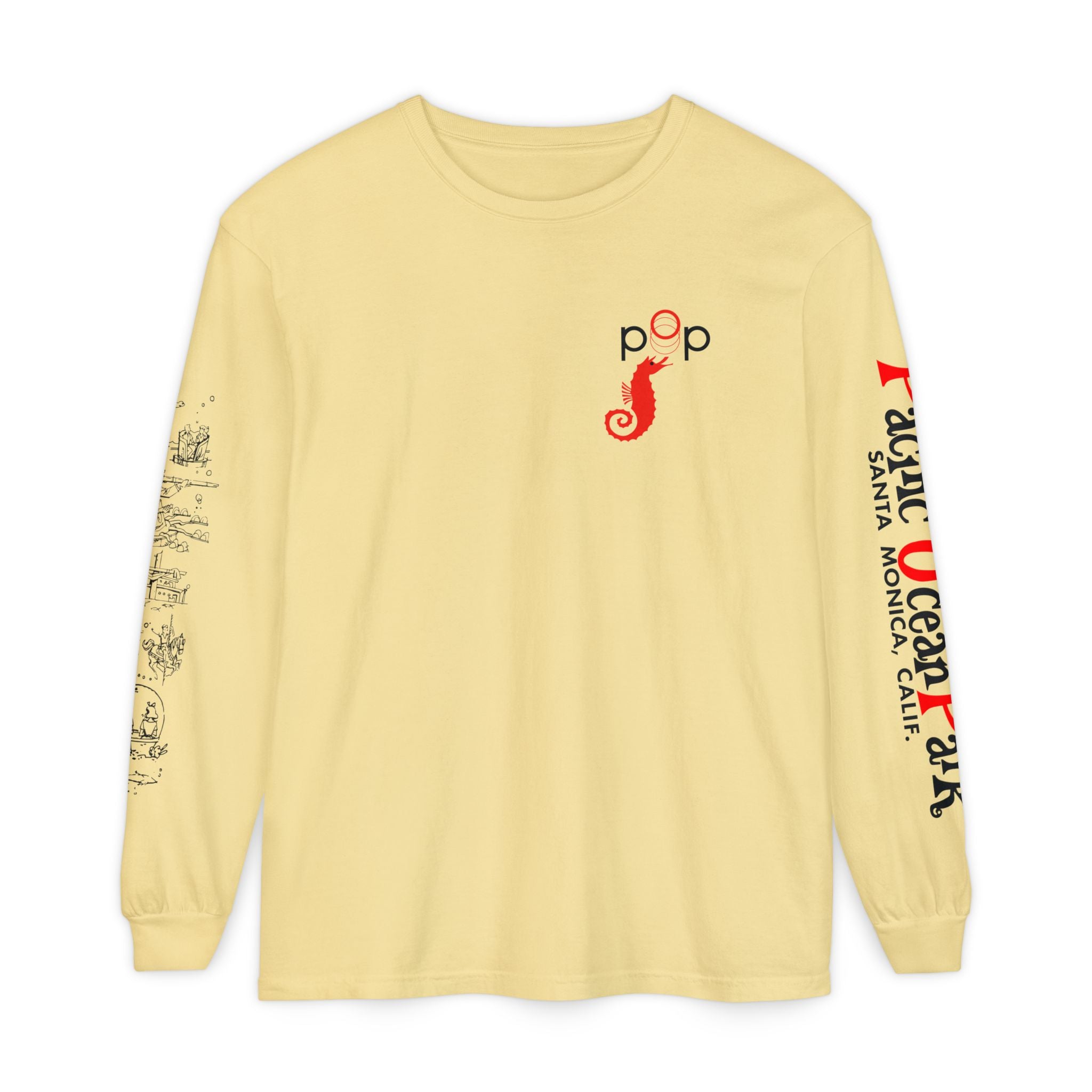 Pacific Ocean Park Vintage Santa Monica Theme Park Unisex Garment-dyed Long Sleeve T-Shirt