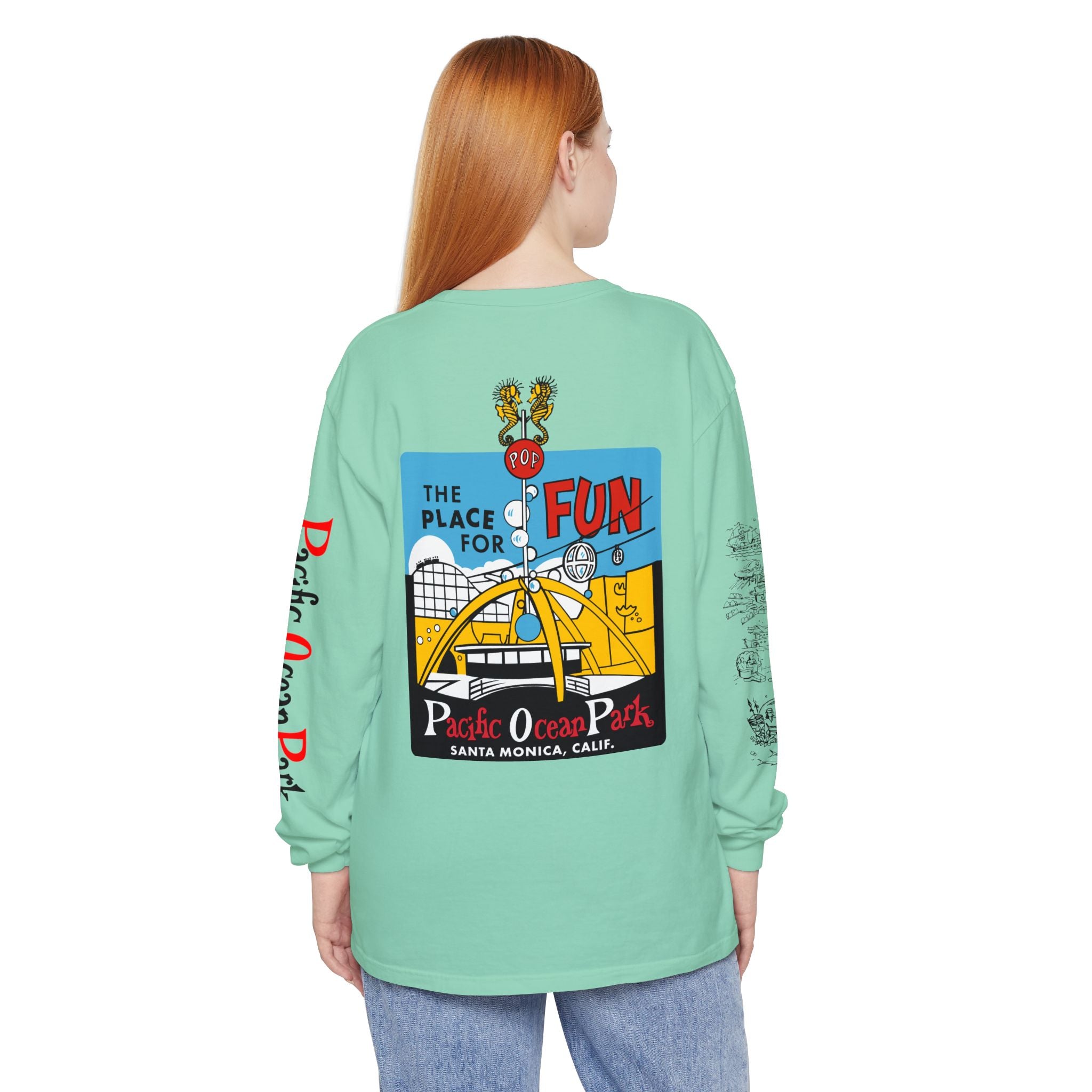 Pacific Ocean Park Vintage Santa Monica Theme Park Unisex Garment-dyed Long Sleeve T-Shirt