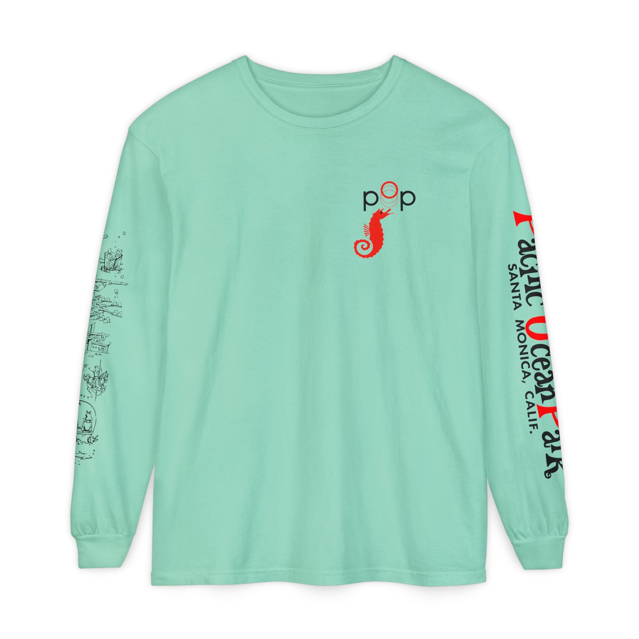 Pacific Ocean Park Vintage Santa Monica Theme Park Unisex Garment-dyed Long Sleeve T-Shirt